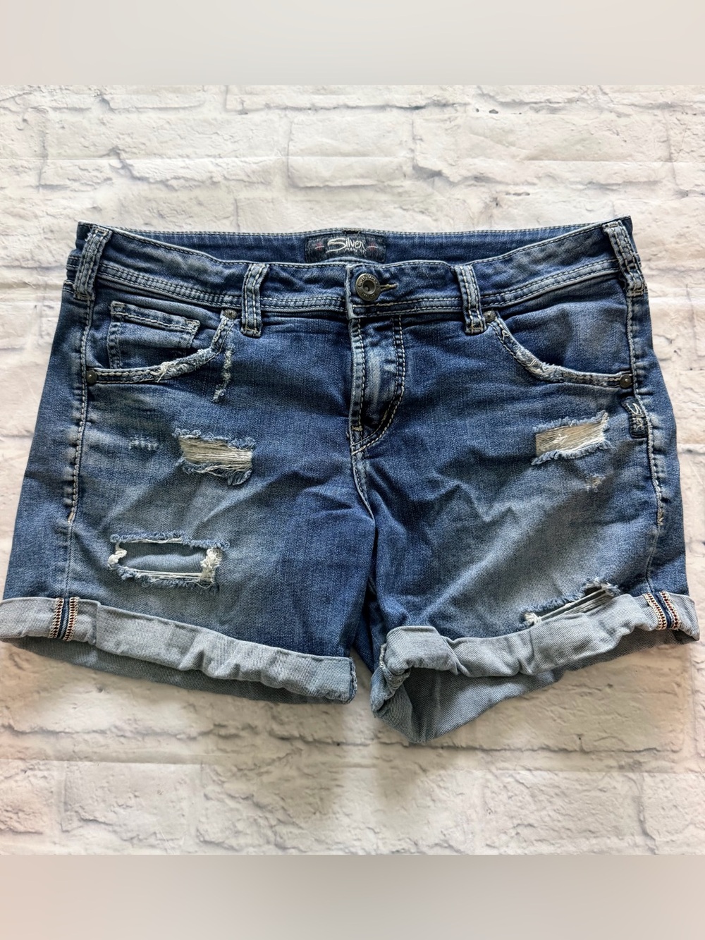 Silver Jeans Sam Denim Shorts 29 | Medium Wash Cuffed